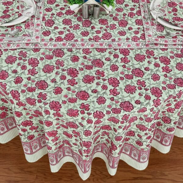 マルチクロス インド綿 ブロックプリントおしゃれ かわいい 花柄ラウンドクロス ブロックプリントソファカバー ルベッドカバー エシカル ハンドメイド インド雑貨 アジア雑貨 ボタニカル - Image 6