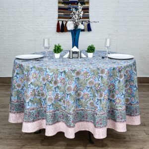 ラウンドクロス 円形クロス テーブルクロス インド綿 コットン エスニック ハンドメイド おしゃれ かわいい ブロックプリント ボタニカル柄 ブルー プリント ラウンドクロス 円形クロス テーブルクロス インド綿 コットン エスニック ハンドメイド おしゃれ かわいい ブロックプリント ボタニカル柄 ブルー プリント